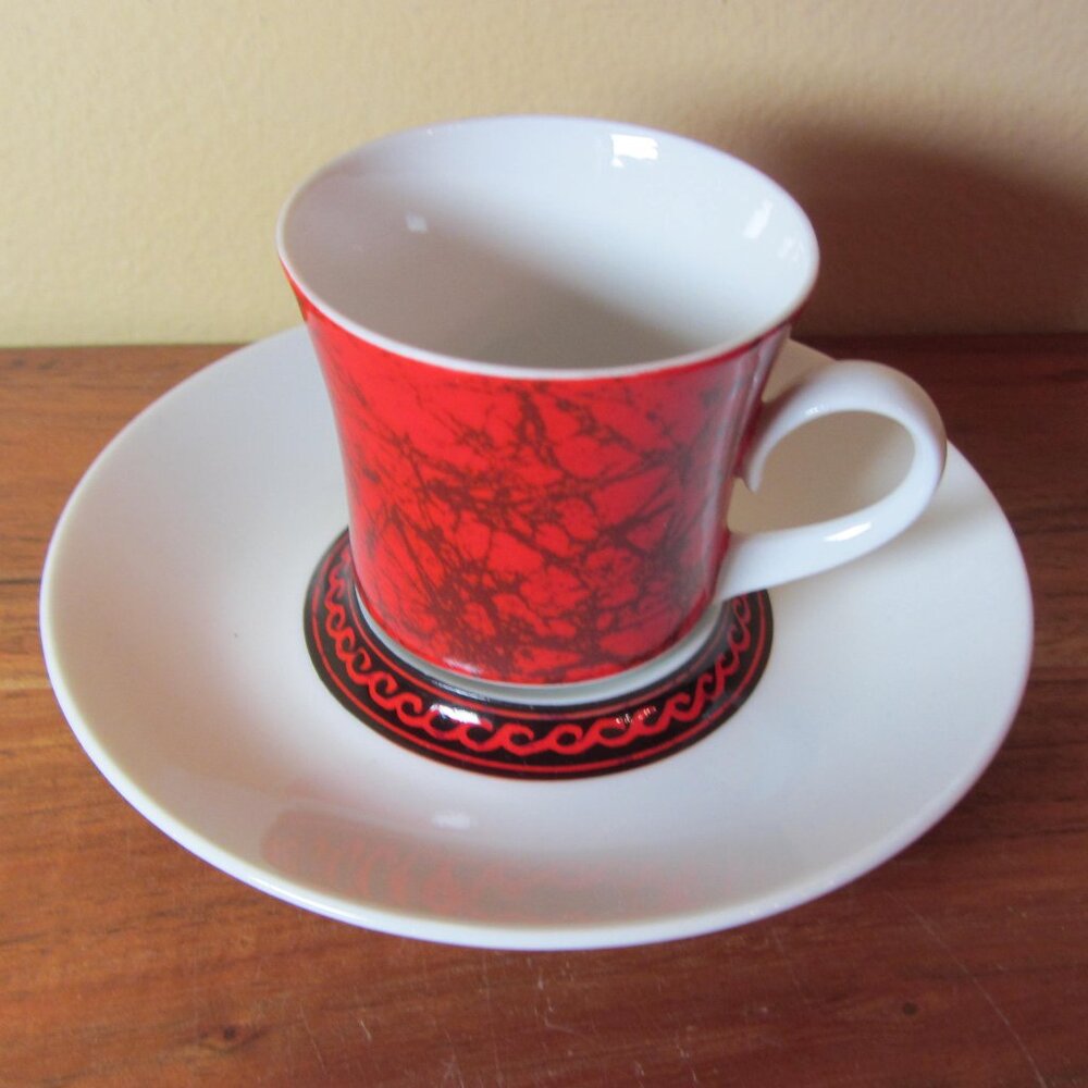 4 oz espana flamenco block bidasoa spain espresso cup & saucer demitasse (W6108)